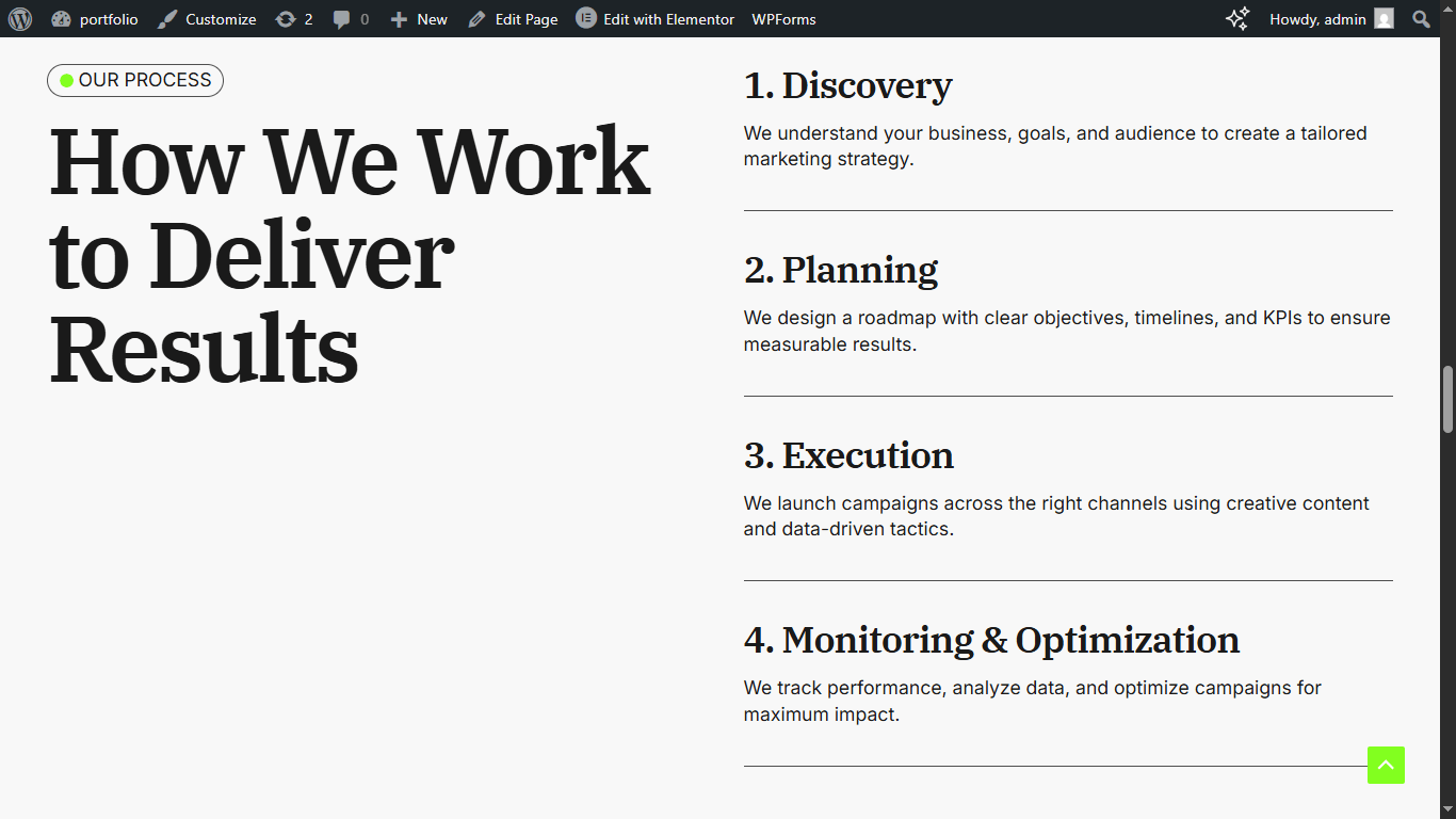 تصميم وبناء بورتفوليو ووردبريس احترافي لمقدم خدمات.