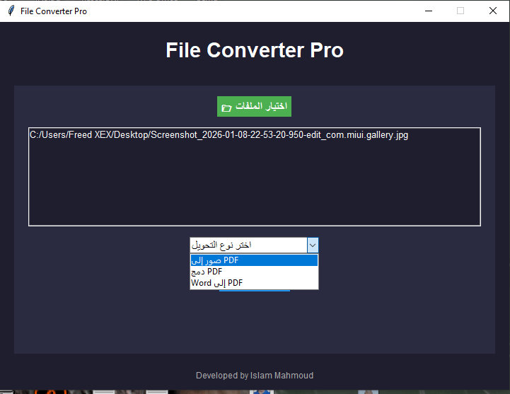 برنامج تحويل الملفات لسطح المكتب (صور – وورد – pdf) بواجهة احترافية