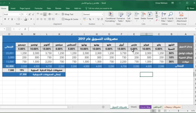 عمل-شيت-اكسل-كامل-باحتراف
