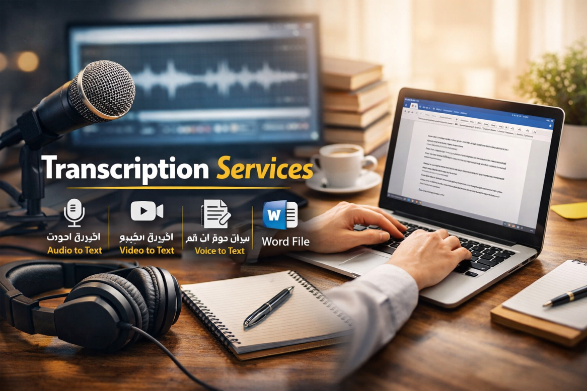 خدمات كتابة وترجمة احترافية بجودة عالية 	•	كتابة وترجمة نصوص بدقة واحتراف 	•	تنفيذ مهام الكتابة والترجمة بسرعة والتزام • تفريغ صوتي عربي
